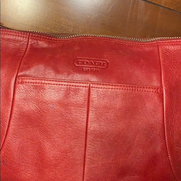 Red leather Coach purse - Picture 10 of 13